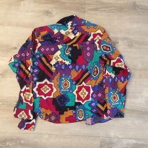 Vintage Men's Colorful Print Button Shirt Large